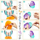 12Pcs Spring Butterfly Honeycomb Centerpieces Table Toppers 3D Butterfly Table Decorations Springtime Summer Photo Booth Props For Kids Girls Baby Shower Birthday Party Wedding
