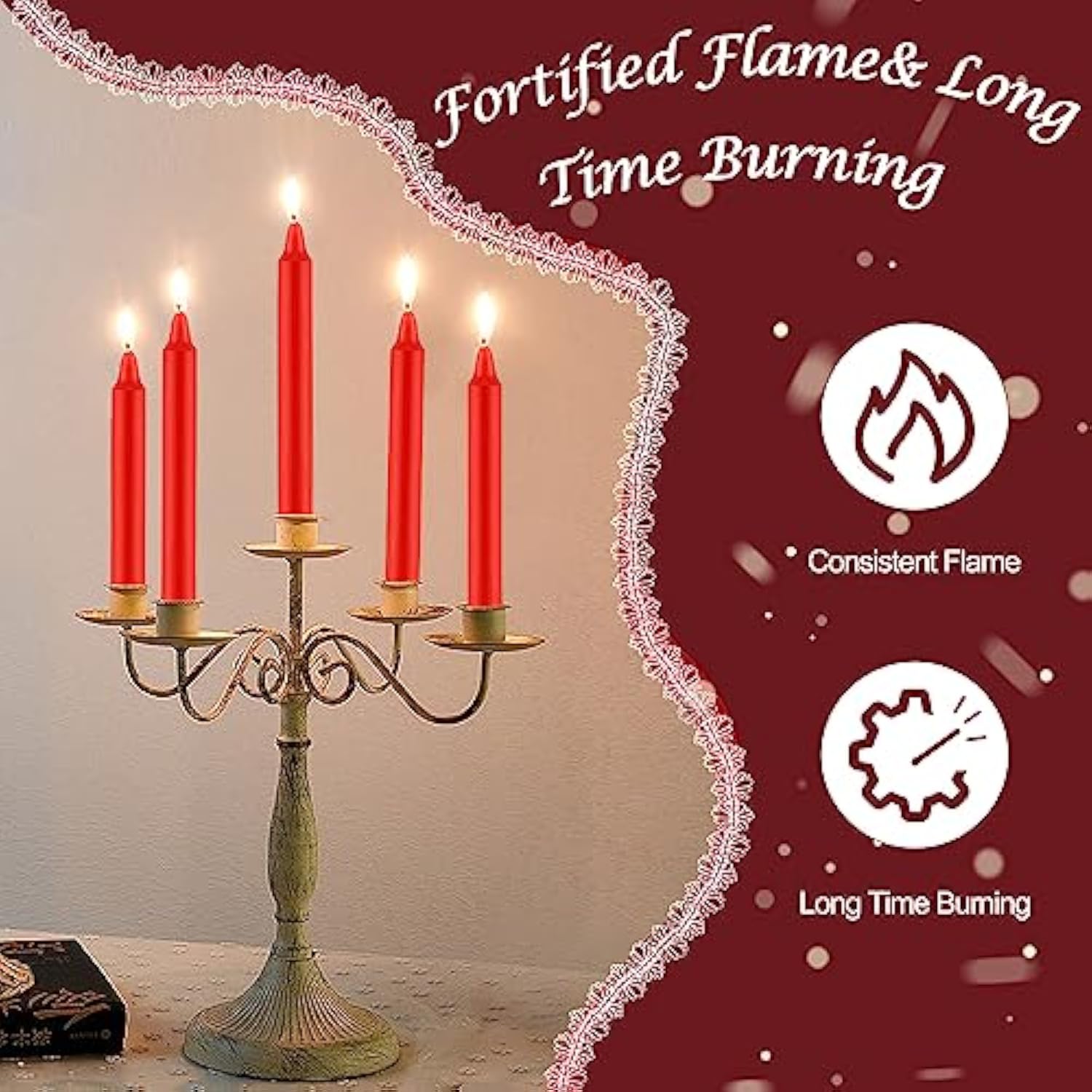 Red Candles Set Of 24, 4" Red Spell & Chime Candles, Unscented Mini Taper Candle For Witchcraft, Wiccan Altar, Magic Tools, Rituals, Prayer, Meditation And Christmas Party Decoration