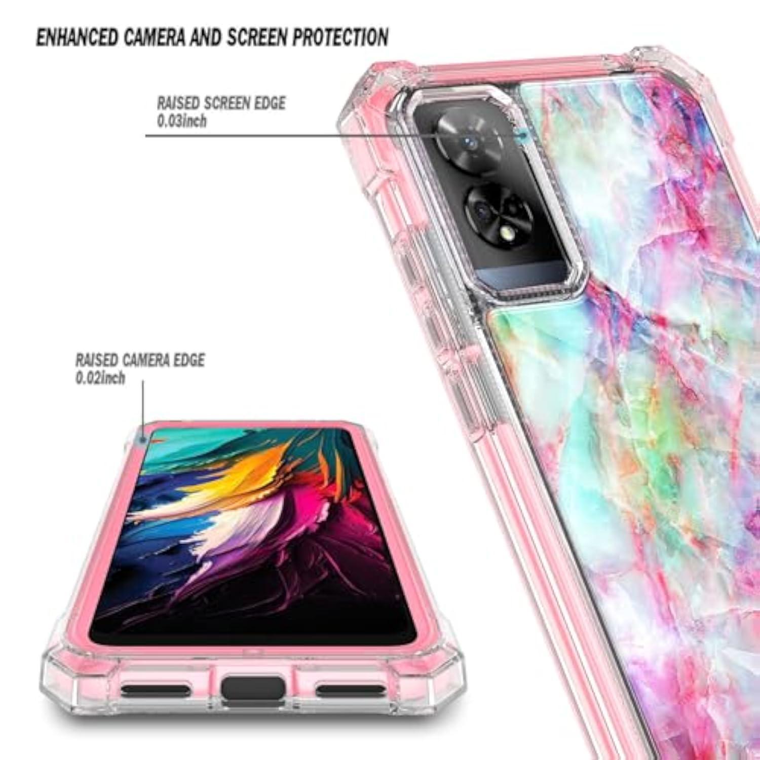 Designed For Tcl 50 Xe 5G Phone Case, 50 Xe Nxtpaper 5G Case With Screen Protector, [Raised Corners Drop Protection] Full-Body Protective Shockproof Rugged Bumper Cover (Marble Fantasy)