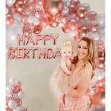 105PCS Rose Gold Balloon Garland Kit – White & Confetti Balloons for Parties