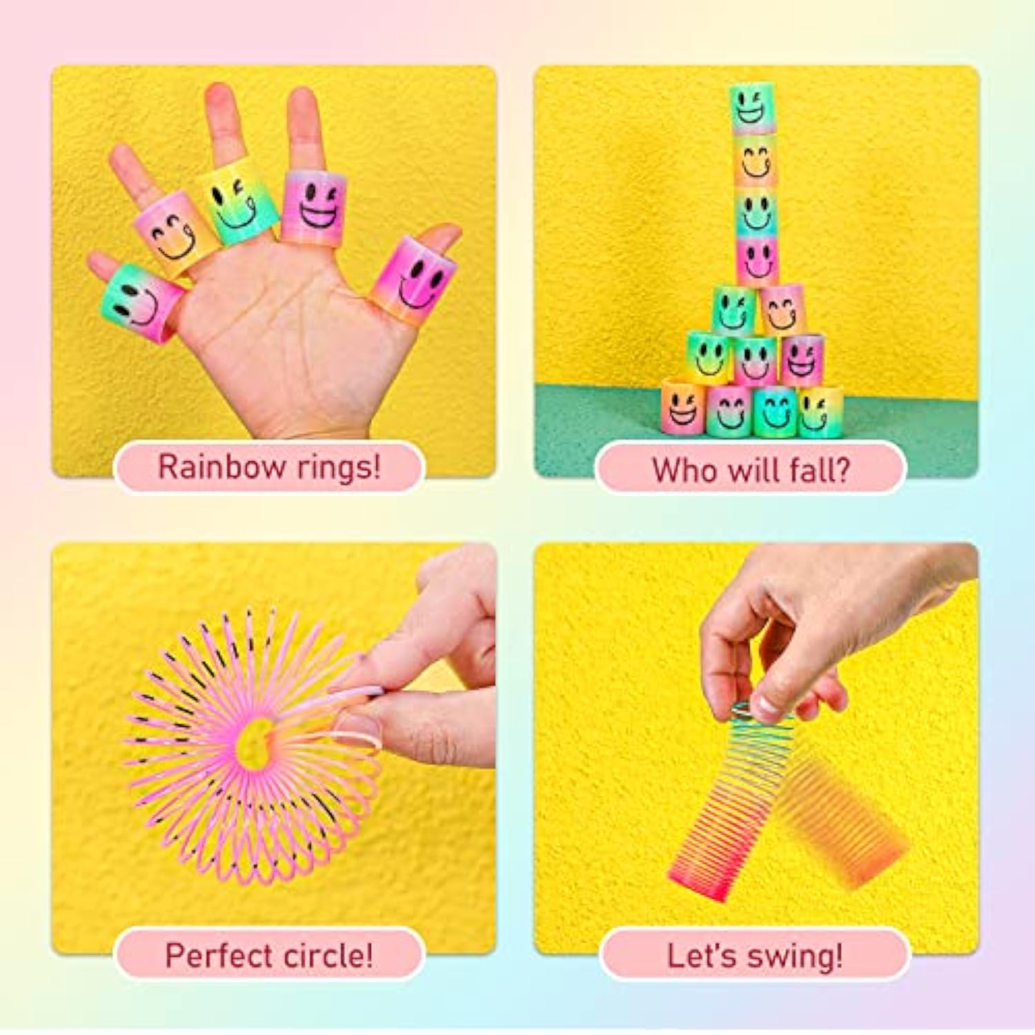24 Pcs Mini Spring Party Favors For Kids 3-5 4-8, Goodie Bags Stuffers For Birthday Party, Classroom Prizes Kids Prizes, Small Bulk Toys Gifts (4 Smile)