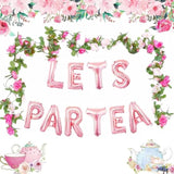 12 Pcs Let'S Par Tea Balloons Tea Party Birthday Banner Decorations Baby Shower First Birthday Decoration Flower Garland(180Inch)