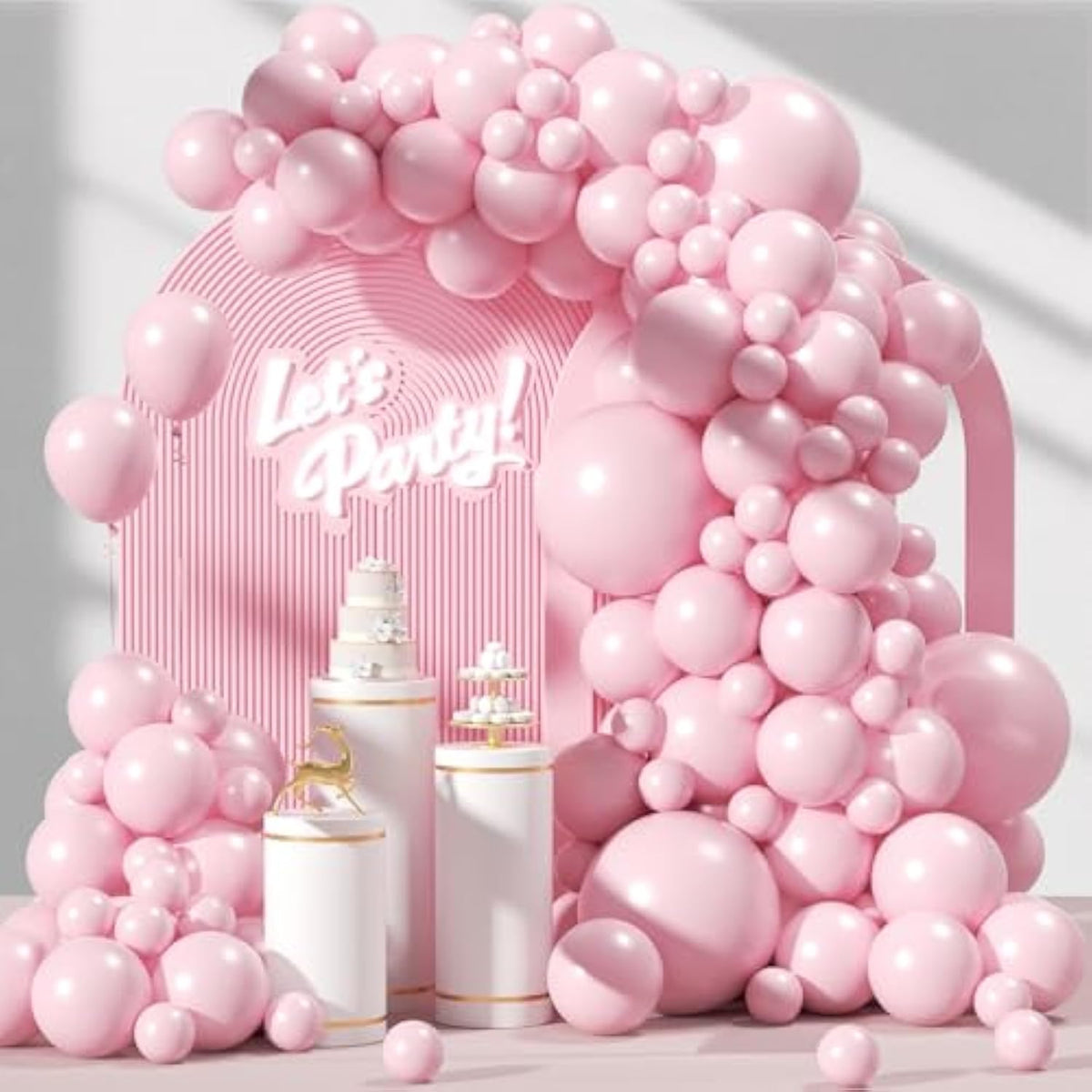 120Pcs Light Pink Balloon Arch Kit, 18 12 10 5 Inch Pastel Pink Latex Balloons Different Sizes Baby Pink Balloon Garland For Bridal Baby Shower Gender Reveal Birthday Party Decorations