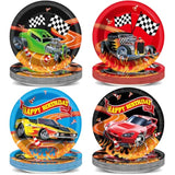 60Pcs 7" Hot Car Party Supplies Race Car Theme Dessert Plates Decorations Race Car Disposable Paper Plates Racing Tableware For Kids Boys Baby Shower Party Favors Birthday