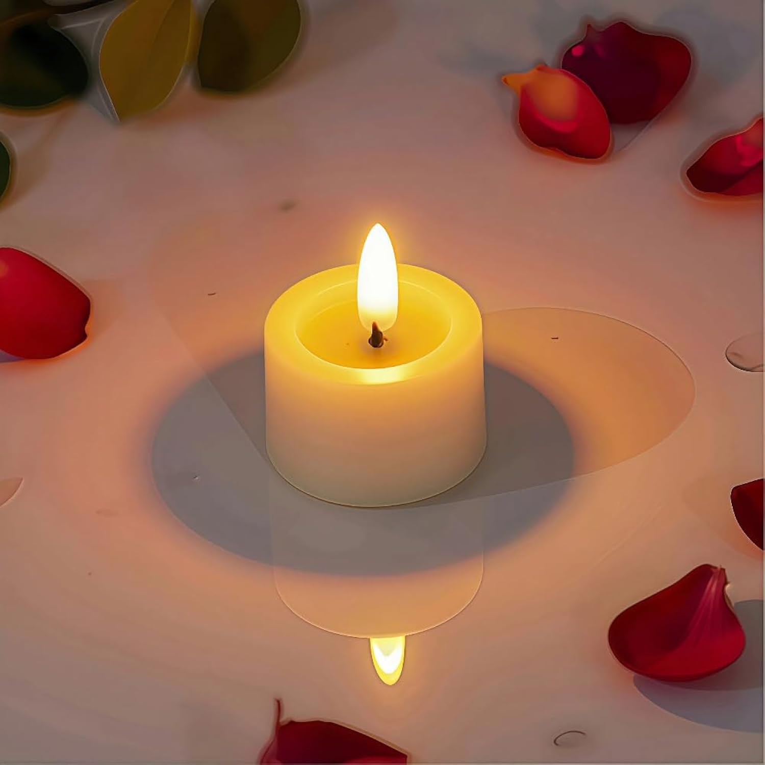 Simplelight Amber Tea Lights Candles Battery Operated – Led Tea Lights With Timer, Pack Of 12 Realistic Black Wick Fall Candles For Pumpkin, Halloween, Christmas, Battery Included (Amber)