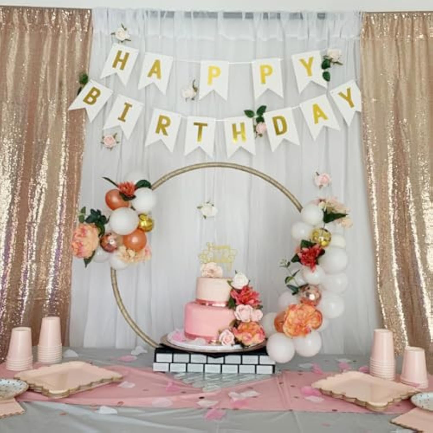 Happy Birthday Banner Shiny Gold Letters Swallowtail Design Party Decorations