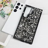 Compatible With Samsung Galaxy S25 Ultra Glitter Case 3D Glitter Sparkle Bling Case Crystal Rhinestone Diamond Bumper Clear Gems Cute Protective Girly Case For Galaxy S25 Ultra, Black