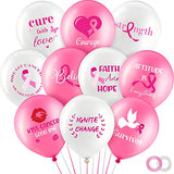 60 Pcs Breast Cancer Awareness Balloons 12 Inch Pink Ribbon Balloon