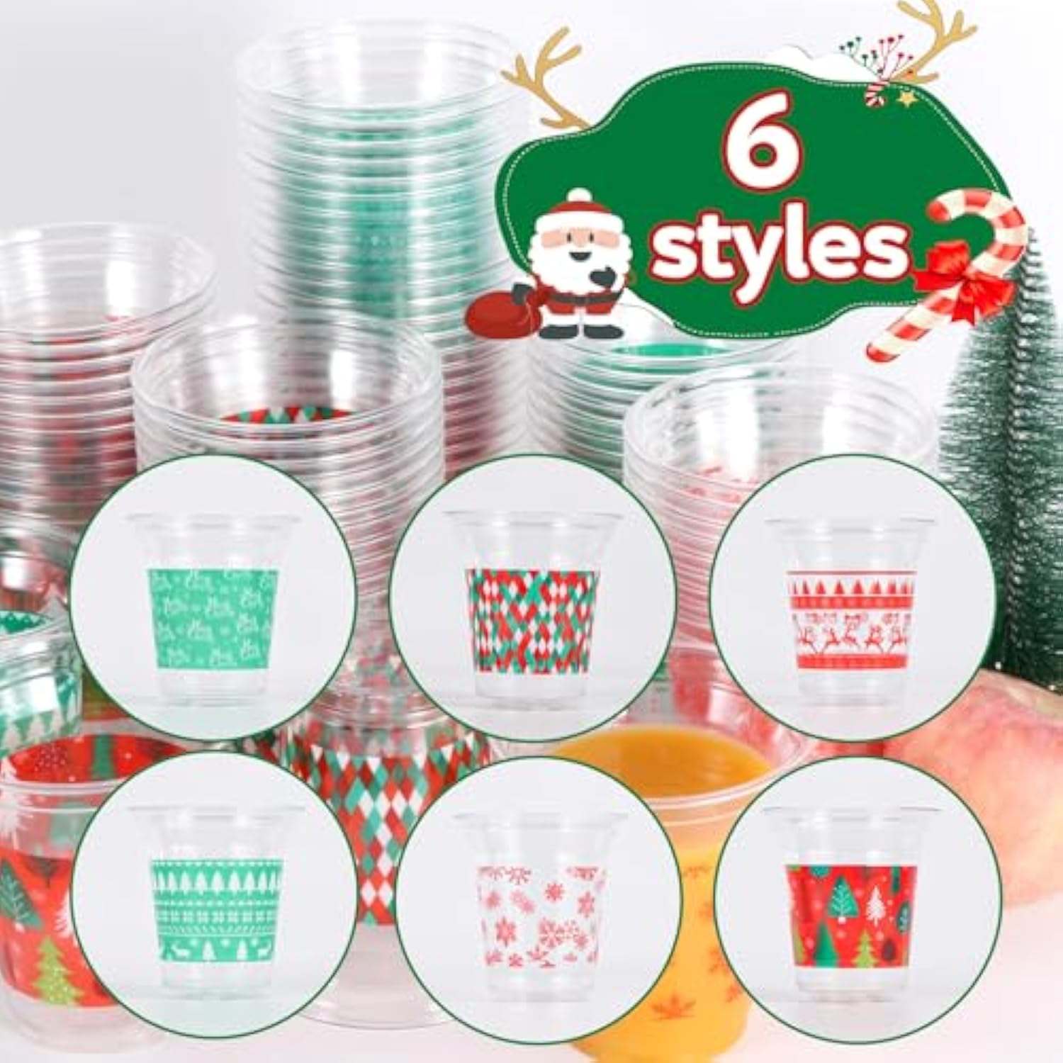 72 Pack Christmas Cups Disposable -14Oz Holiday Plastic Cups For Xmas Holiday Christmas Party Decorations