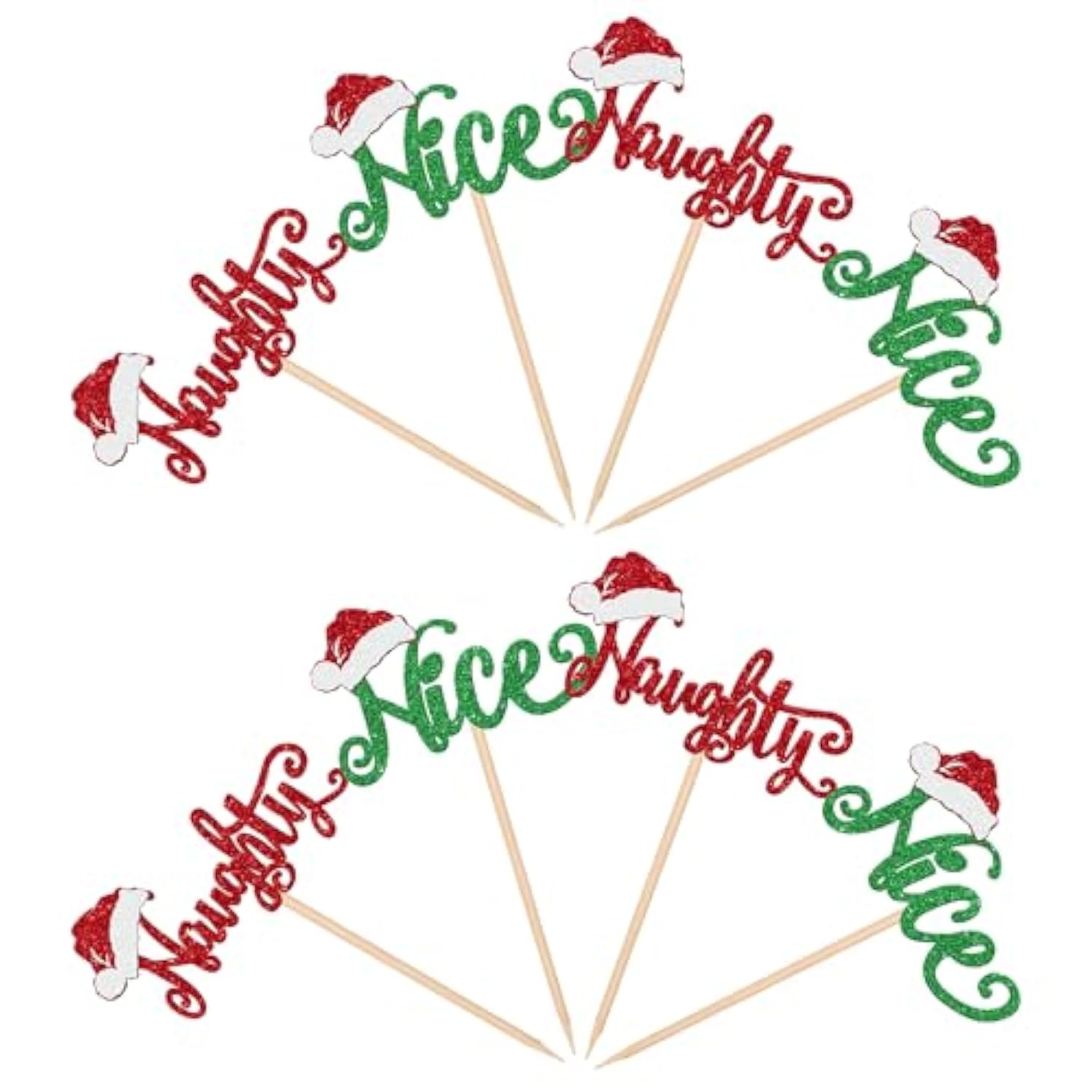 24 Pcs Naughty Or Nice Cupcake Toppers Glitter Santa Hat Merry Christmas Cupcake Picks Naughty Or Nice Cake Decorations For Merry Christmas Santa Happy New Year Holiday Birthday Party Supplies