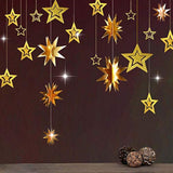 Gold Star Garland Hanging Twinkle Little Star Decorations Glittery Gold Party Supplies For Baby Shower Birthday New Year Eve Bridal Graduation Christmas Ramadan Eid Galaxy Theme Star Decor