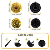 Black Gold Paper Pompoms Fans Party Decorations Graduation Birthday Wedding