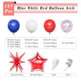 Blue White Red Balloons Arch Garland Kit-127Pcs Red Explosion Star Foil Balloon Star Shape Foil Balloon For Birthday,Graduation,Picnic,Baby Shower,Christmas Party Decoration.