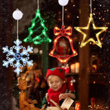 4 Pcs Christmas Window Lights With Timer Function, Christmas Window Decorations Jingle Bell Snowflake Christmas Tree Sta