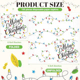 100 Pcs Christmas Light Beverage Cocktail Napkins Disposable Merry Christmas Napkins Paper Dinner Guest Napkins For Xmas Winter Birthday Party Supplies Holiday Table Decorations