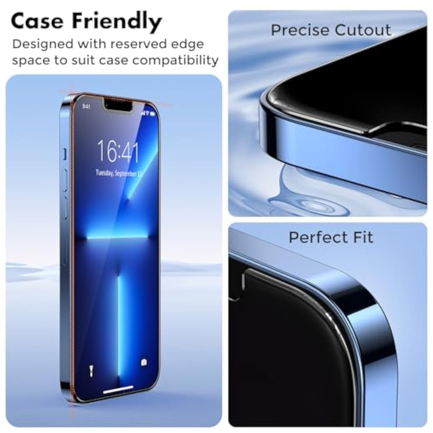 2-Pack iPhone 14/13 Pro Tempered Glass Screen Protector 6.1in Bubble-Free