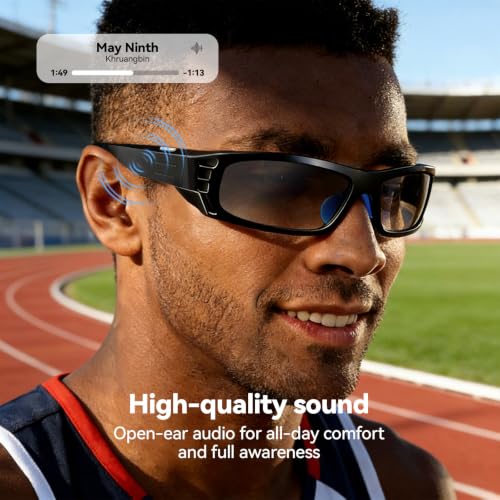 AI Smart Glasses for Women Men with Real-Time Translation, Music & Hands-Free Calling, AI Vioce Assistant, Photochromic Lens with UV & Blue Light