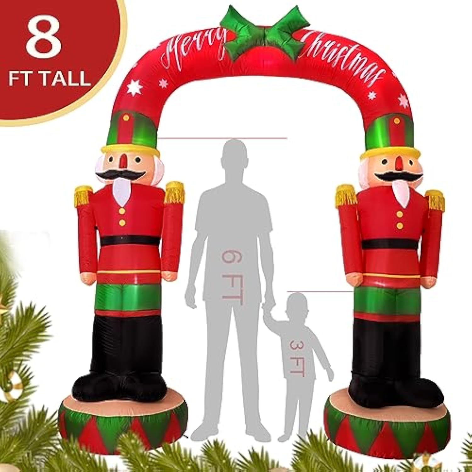 8Ft Christmas Inflatable Outdoor Decoration, Nutcracker Soldier Inflatable Archway With Built-In Led Lights, Christmas B