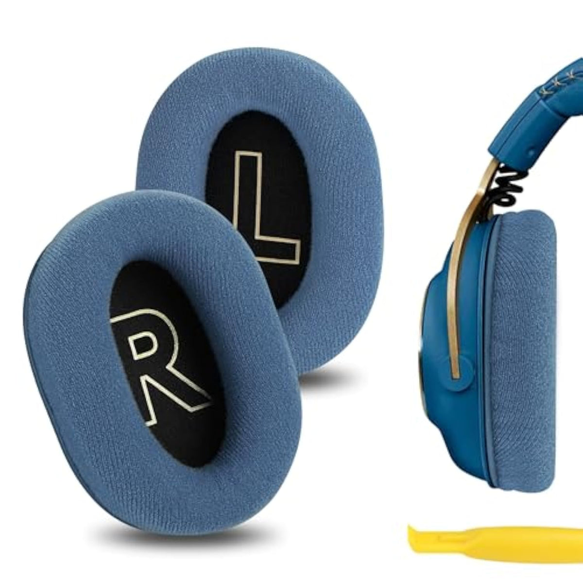 Geekria Comfort Velour Replacement Ear Pads for Logitech G Pro/Prox/Prox League of Legends Edition/Pro X2 Headphones Ear Cushions, Repair Parts (Blue)