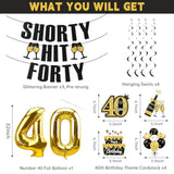 40th Birthday Decorations for Women with Banner, Balloons, and Swirls