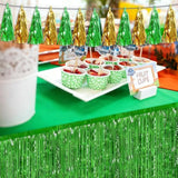3P Sage-Green Gold Tassel Banner Garland Metallic Foil Fringe Banner Tinsel Tassels Streamer Banner Backdrop For Parade Floats, Graduation Decorations, Woodland Party Decoration