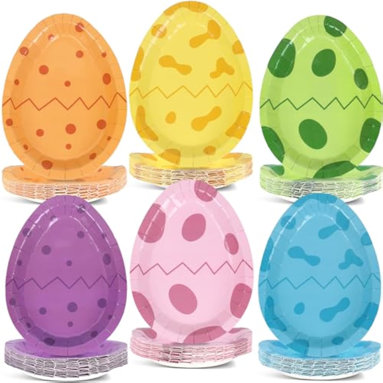 60 Pcs Dinosaur Plates For Birthday Party Supplies Disposable Dino Egg Paper Plates Easter Egg Party Decorations Egg Shaped Dinner Dessert Cake Plates Set Dino Themed Birthday Easter Decor For Kids