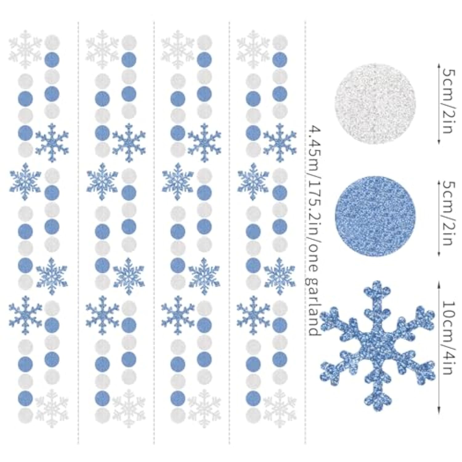 Snowflake-Snow Silver-Blue Christmas Party-Decorations Garland - 58Ft White Winter Wonderland Frozen Hanging Paper Streamers Banner,Birthday Baby Bridal Shower Wedding New Year Supplies Decor