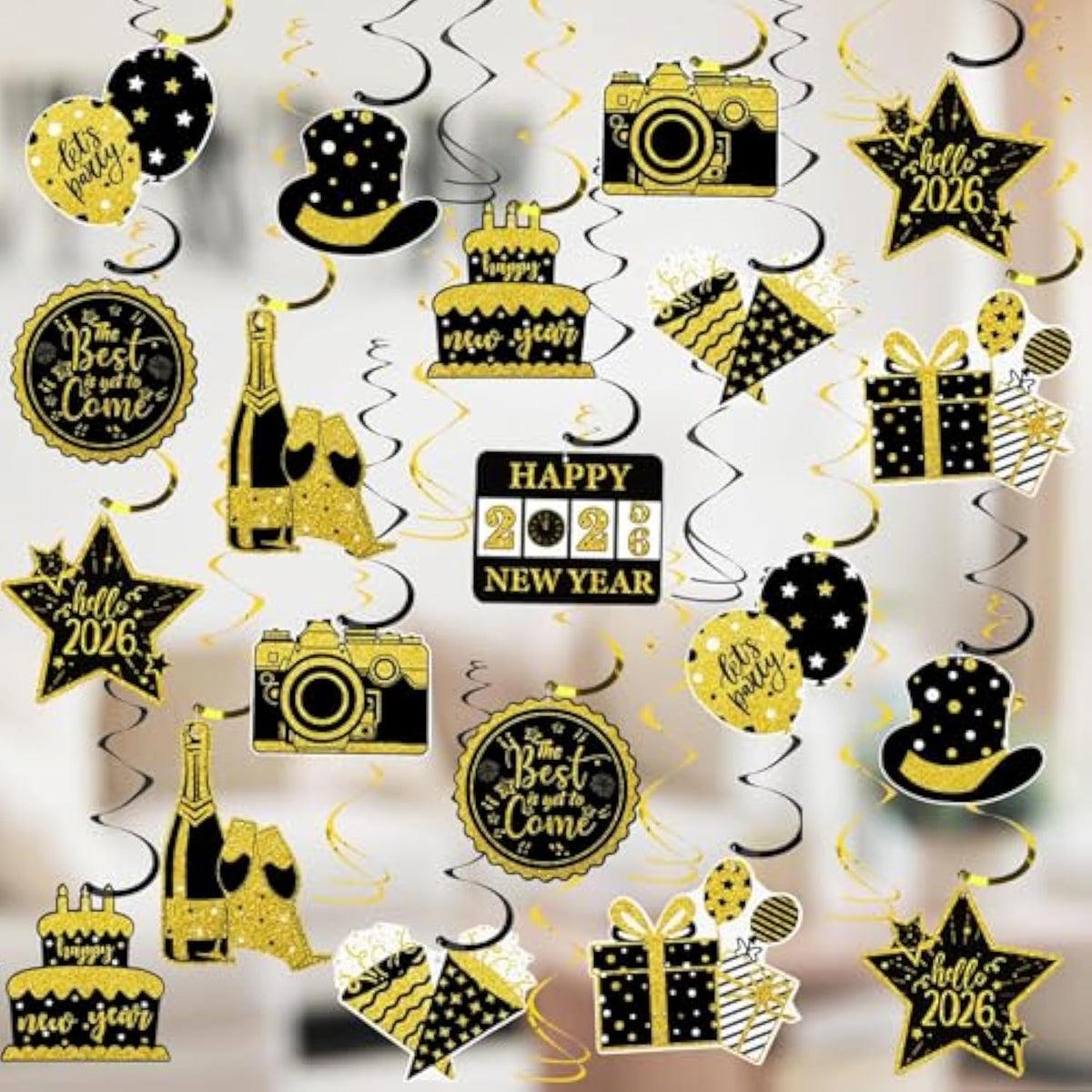 48pcs 2026 Happy New Year Hanging Swirls Party Decorations