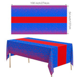 3 Pcs Blue And Red Tablecloth For Parties Plastic Dot Tablecloths Printed Table Runner Waterproof Disposable Rectangle Table Cover For Birthday Wedding Graduation Party, 54" X 108"
