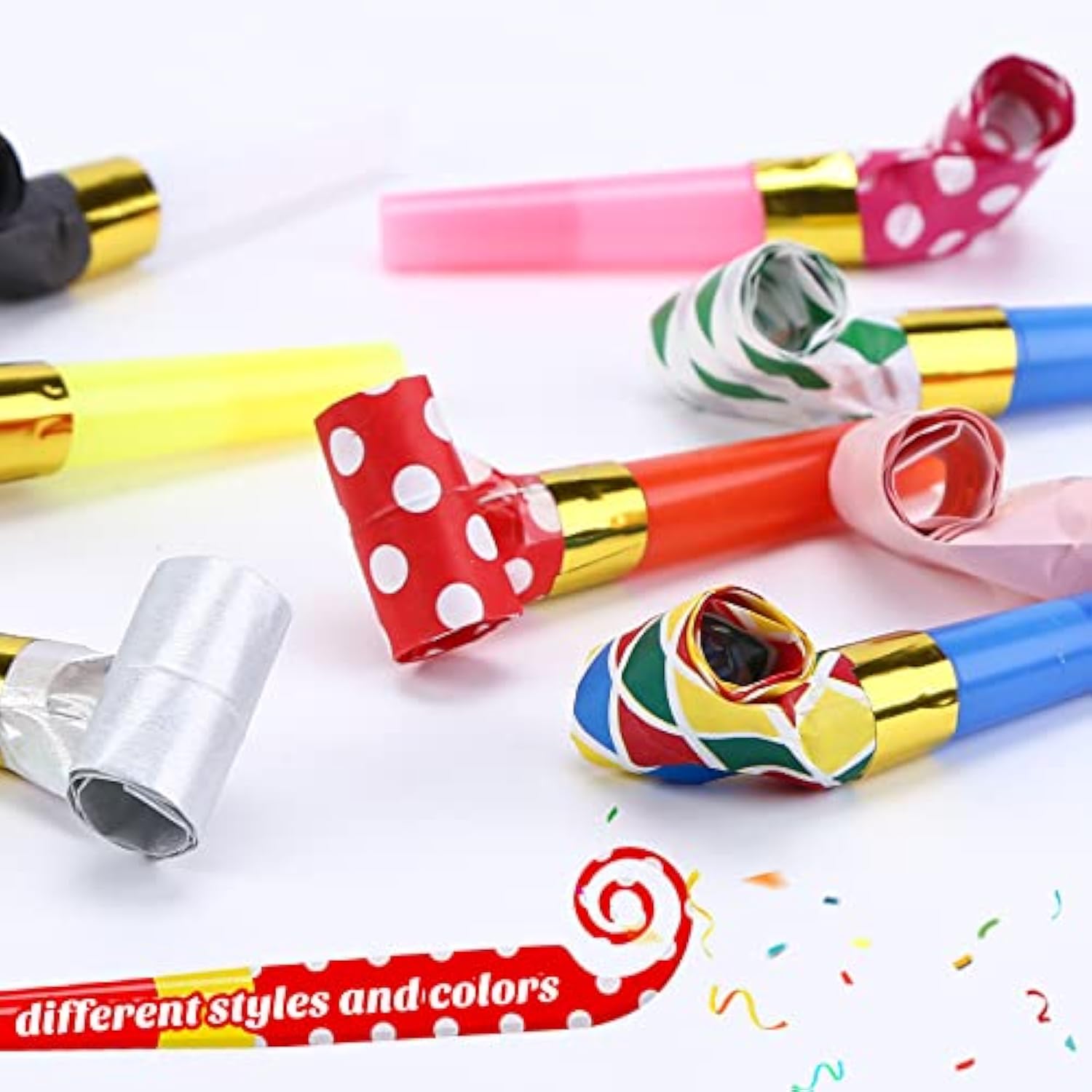 100pcs Party Blowers Noisemakers Whistles Horns for Christmas New Year Birthday