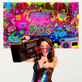 Back to 90s Party Banner Hip Hop Graffiti Backdrop 72.8×43.3 Inch