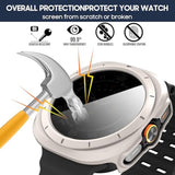 2-Pack For Samsung Galaxy Watch 7/8 Ultra 47Mm (2024/2025) Case, [Anti-Peeping] Tempered Glass Privacy Screen Protector, All-Round Pc Matte Protective Cover Bumper -Black+Starlight