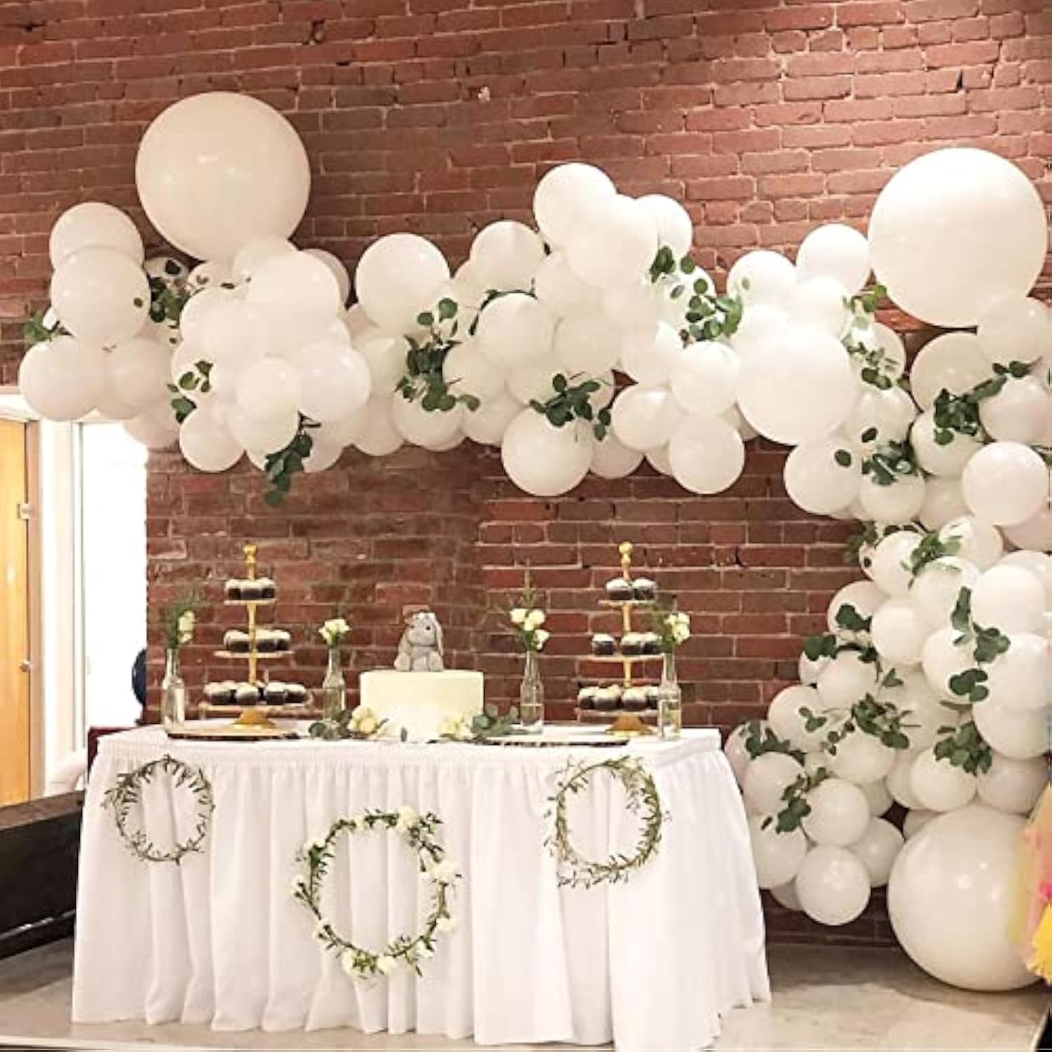 12 Inch White Balloons, 100 Pack Latex Balloons Helium Quality For Birthday, Baby Shower, Wedding Party Decorations With White Ribbon