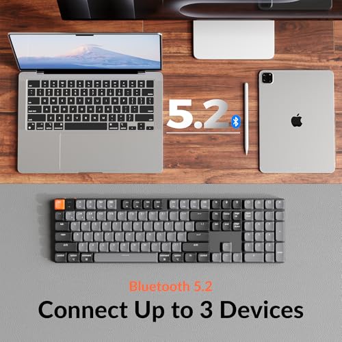 K5 Version 2 Wireless Bluetooth 5.2 Mechanical Keyboard, Low Profile Milk Pom Switch 100% Full-Size Layout Qmk Programmable, White Backlight With Shine-Through Keycaps For Mac Windows Linux