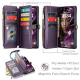Compatible With Iphone 14 Pro Max Case Wallet With Rfid Blocking Card Holder For Women Men, Pu Leather Magnetic Snap Flip Zipper Strap Wallet Phone Case Fit For Iphone 14 Pro Max 6.7, Purple
