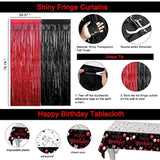 18Th Birthday Decorations For Boys Girls, Red And Black Happy 18Th Birthday Balloons Banner Number 18 Balloons Hanging Swirls Tablecloth Foil Fringe Curtains For 18 Year Old Birthday Party Decorations