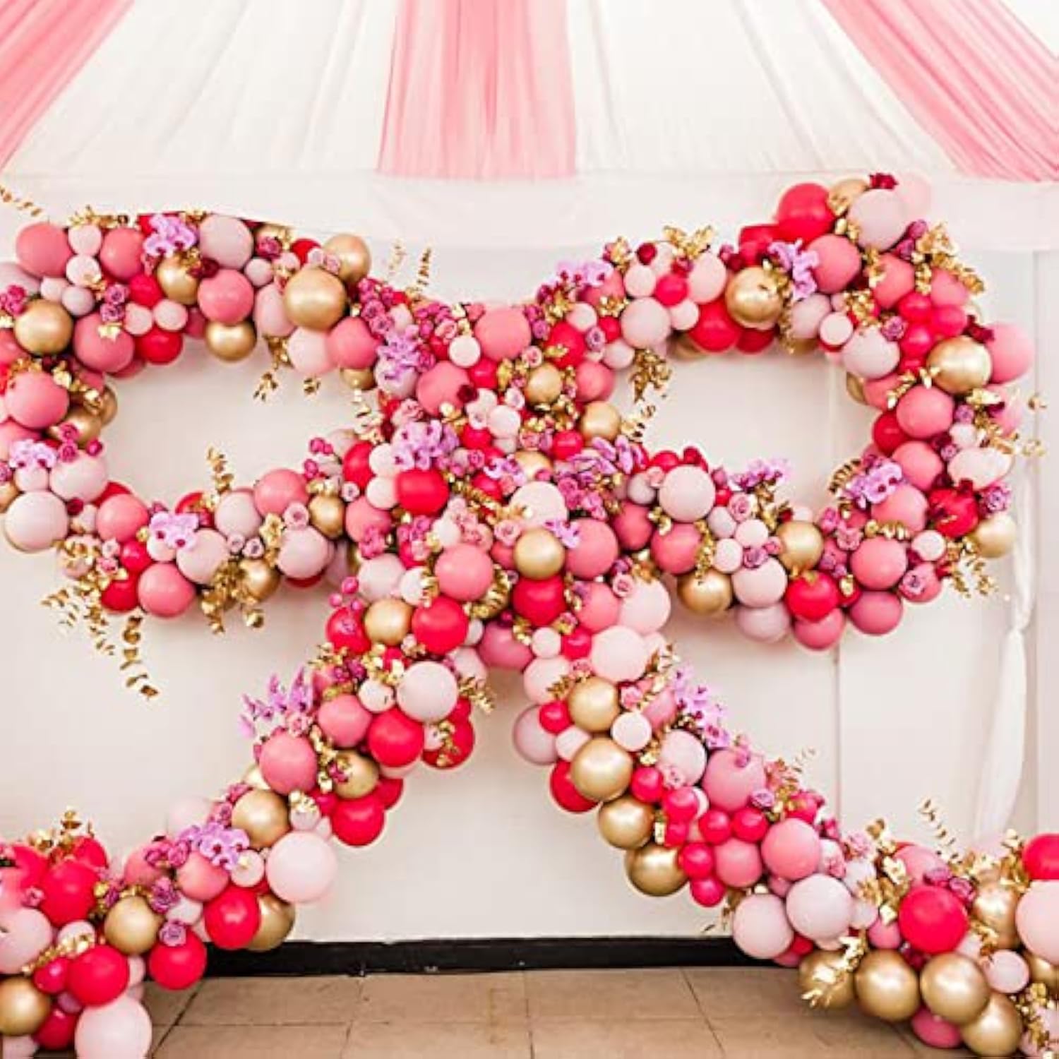 130Pcs Hot Pink Balloons Different Sizes 18" 12" 10" 5" Dark Pink Ball