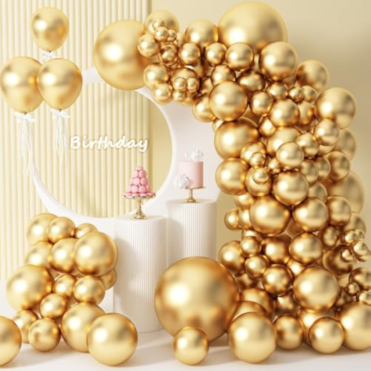 Leesoot 134Pcs Metallic Gold Balloons Latex Balloons Different Sizes 18 12 10 5 Inch Party Balloon Kit For Birthday Party Graduation Wedding Holiday Balloon Decoration