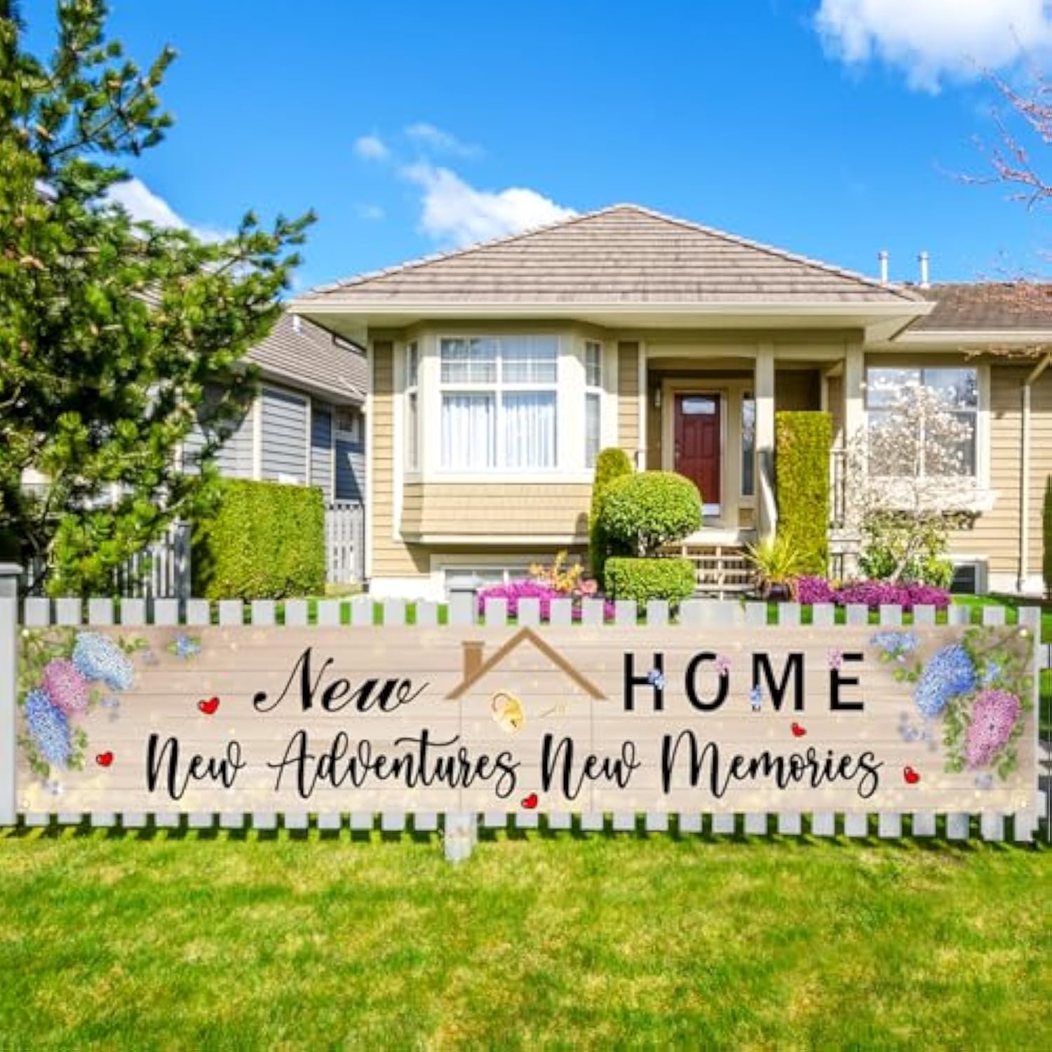 New Home New Adventures New Memories Banner, Large Housewarming Welcome Home Banner, Housewarming Party Decorations, New Resident Event 1St Home Party Outdoor Indoor Sign