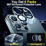 6-Pack iPhone 14/15 Pro Max Camera Lens Protector 9H Glass