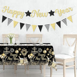 Glitter Happy New Year 2026 Gold Banner for New Year Eve Party Decorations