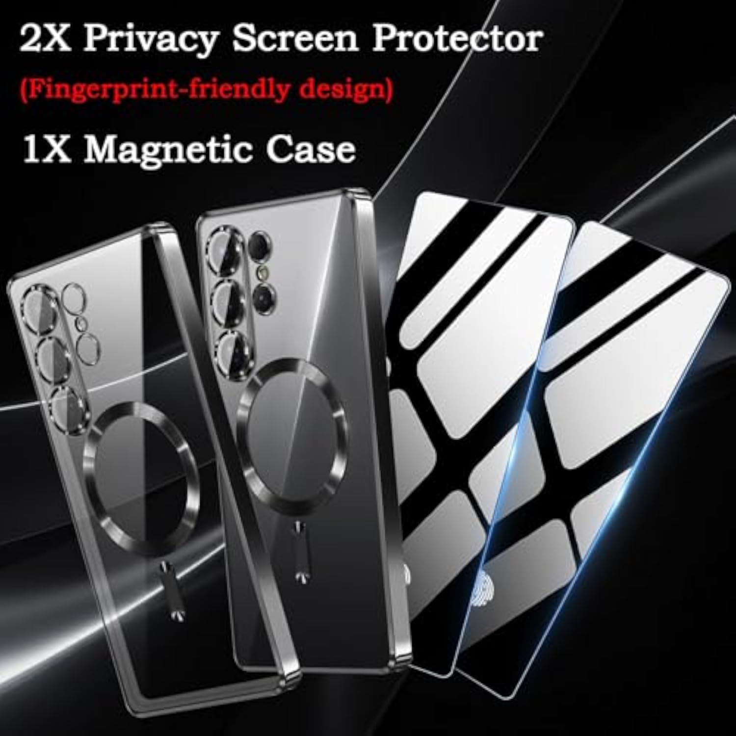 Samsung Galaxy S26 Ultra 5G Clear Magnetic Phone Case with Camera Protection and Privacy Screen Protector, Soft Shockproof Protective Cover for Galaxy S26 Ultra, Gold