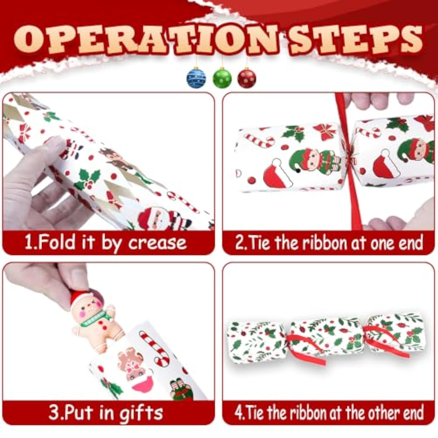 10-Pack Christmas & New Year Table Crackers No-Snap Festive Party Favors