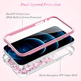 For Iphone 12 Pro Max Case Glitter For Women Girls Full Body Bling Liquid Sparkle Fashion Flowing Quicksand Bumper Clear Protective Case For Iphone 12 Pro Max (6.7 Inches, 2020) (Rose Gold)