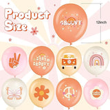 72pcs Groovy Retro Hippie Balloons Boho Daisy Rainbow Butterfly Party Decor