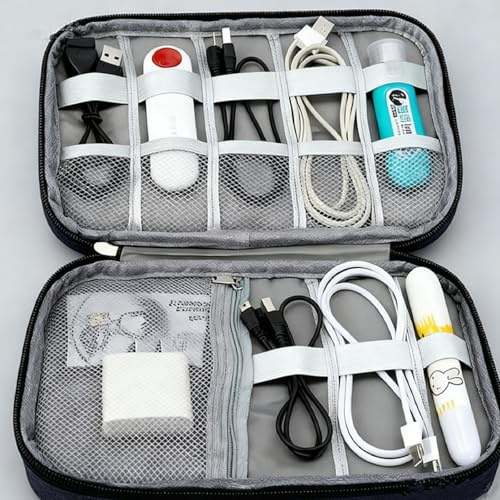 Electronics Organizer Case, Cable Storage Pouch For Travel, For Phones, Power Banks, Sd Cards, And Chargers (Black)