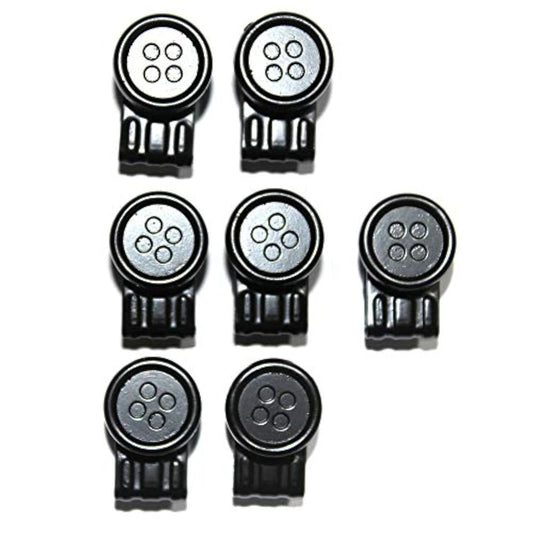 Movable No Sew Button End Brace Clips Set Of 7 (Black)