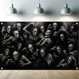 Halloween Skeleton Ghouls Backdrop 71x43 Inch Creepy Undead Ghost Banner for Haunted House Decor