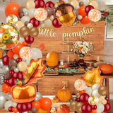 141Pcs Fall Confetti Balloons Pumpkin Maple Leaf Pine Nuts Party Decor