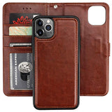 For Iphone 11 Pro Max Wallet Case With Card Holder Pu Leather Magnetic Detachable Kickstand Shockproof Wrist Strap Removable Flip Cover For Iphone 11 Pro Max 6.5 Inch (Brown)